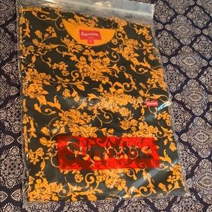 Supreme black gold floral t shirt box logo mini